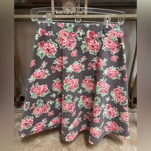 MATILDA JANE CHERYL SKATER CIRCLE SKIRT PINK & GRAY FLORAL FIT & FLARE SIZE S